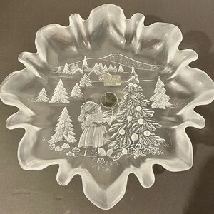 VTG Mikasa Crystal Christmas Dish Made in Germany Holiday Footed Pedestal Bowl